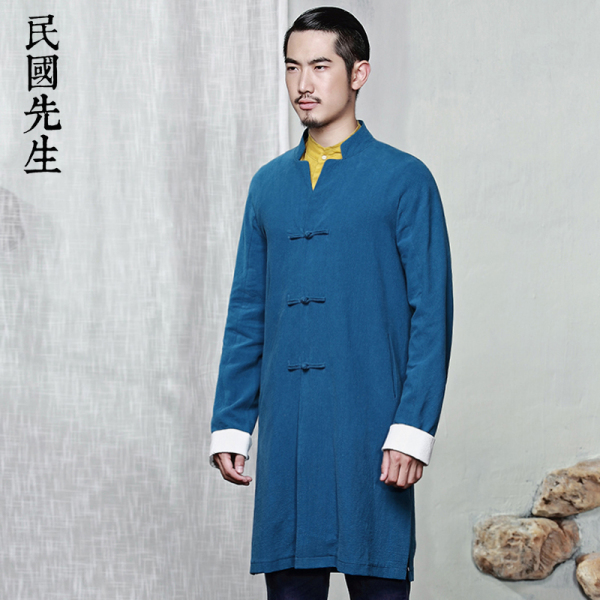 热销男民族服装 民国先生男士 中国风中长款 长