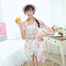 2015新款雪纺衫夏季女士<em>海边</em>沙滩<em>薄开衫</em>外套