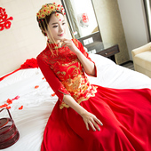 春夏季中式婚纱礼服新娘敬酒服旗袍长款 结婚显瘦秀禾服女 2017新款