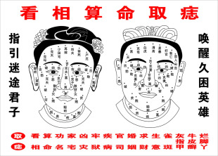 电子书画写真贴纸d18/27看相算命取痣头像图素材宣传海报展板