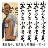贝克汉姆纹身贴汉字中文字生死有命富贵在天tattoo男刺青纹身防水