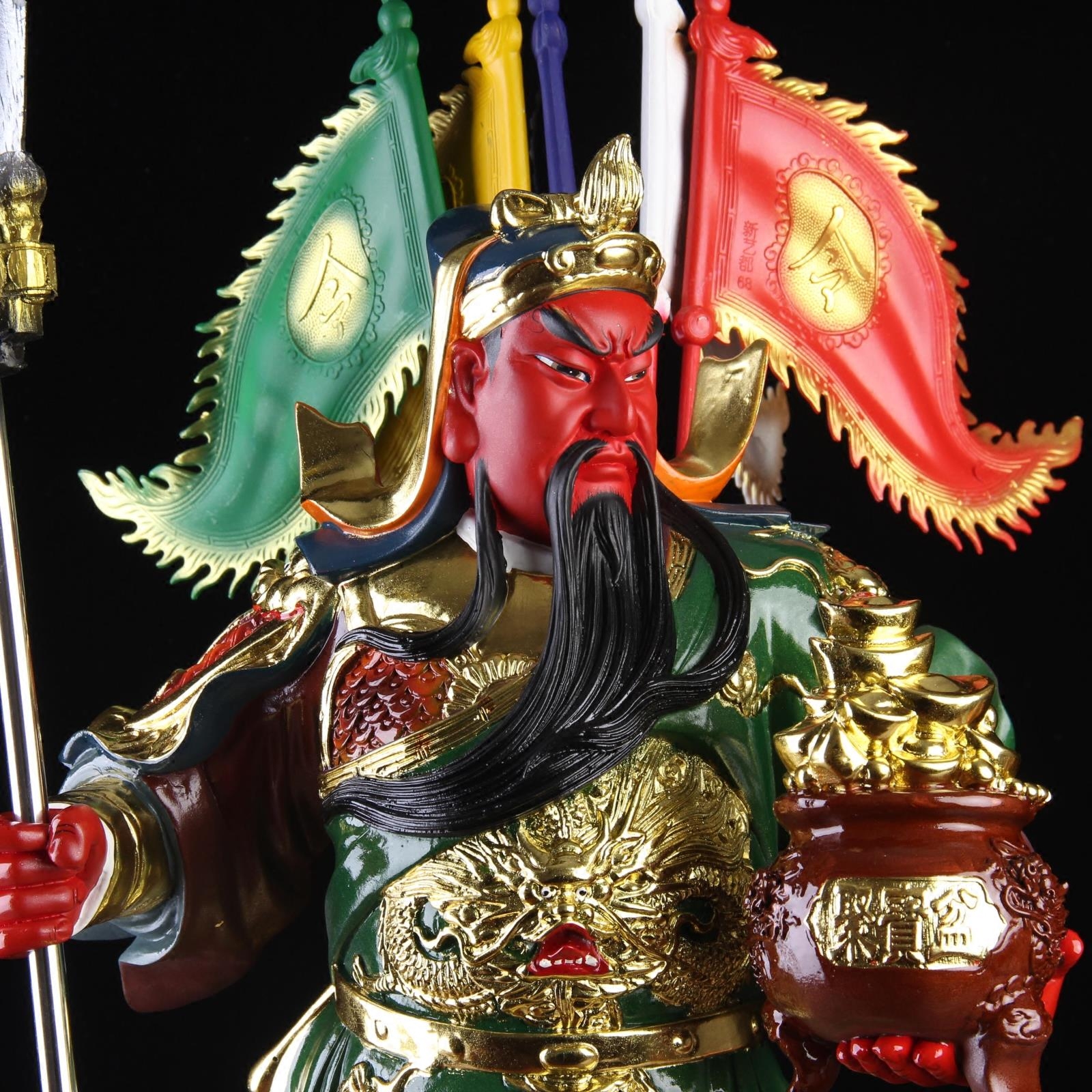 武财神关公像关公财拖元宝九龙关公树脂神像招财摆件19/26英寸