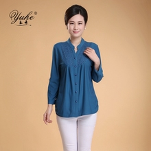 中老年女装春秋装大码长袖衬衫<em>中年开衫</em>T恤妈