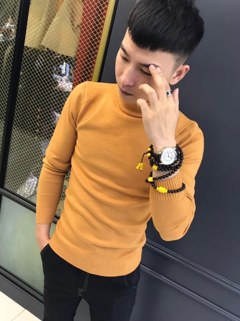 精神小伙长袖针织衫快手红人同款紧身打底衫社会青年潮男修身毛衣
