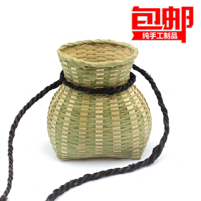 新款清新竹编鱼篓大号纯手工艺术品置物篓工艺花插复古装饰品
