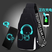 时尚 潮单肩包学生户外帆布斜挎包男运动背包休闲包包 胸包男韩版