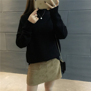 高领加厚宽松打底针织衫