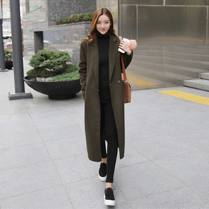 超长款加棉修身毛呢外套