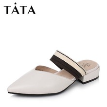 Tata/他她2017夏新款英伦穆勒鞋女凉拖鞋HY121BH7图片