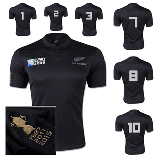 2015世界杯rwc新西兰橄榄球服rugby jersey all black 全黑球衣