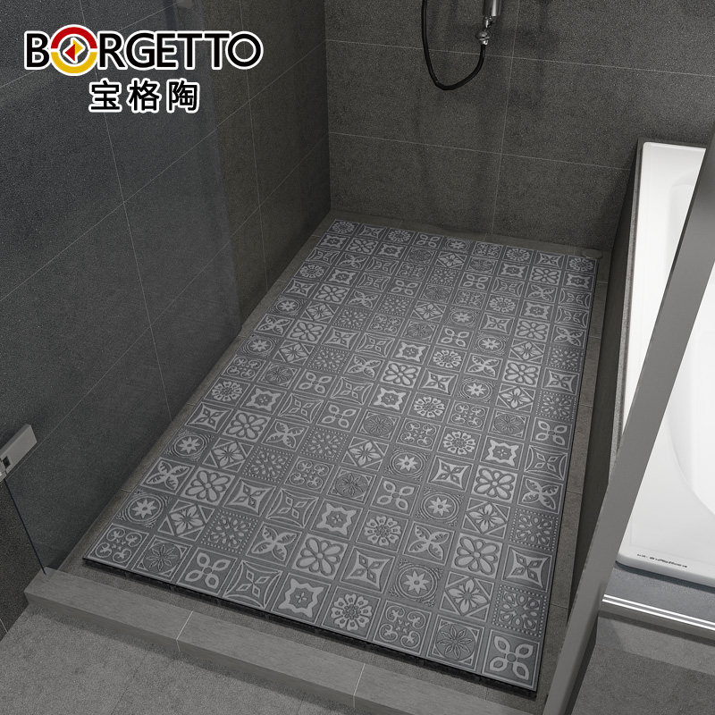 查看淘宝宝格陶 卫生间地砖防滑凹凸 通体砖沐浴淋浴房地板砖厕所浴室