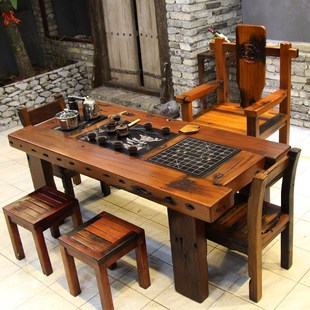 老船木茶桌椅组合实木中式功夫茶台户外阳台泡茶桌整装简约家具
