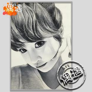 手绘素描画像真人头像转木刻画照片彩铅画代画素描肖像定制画照片