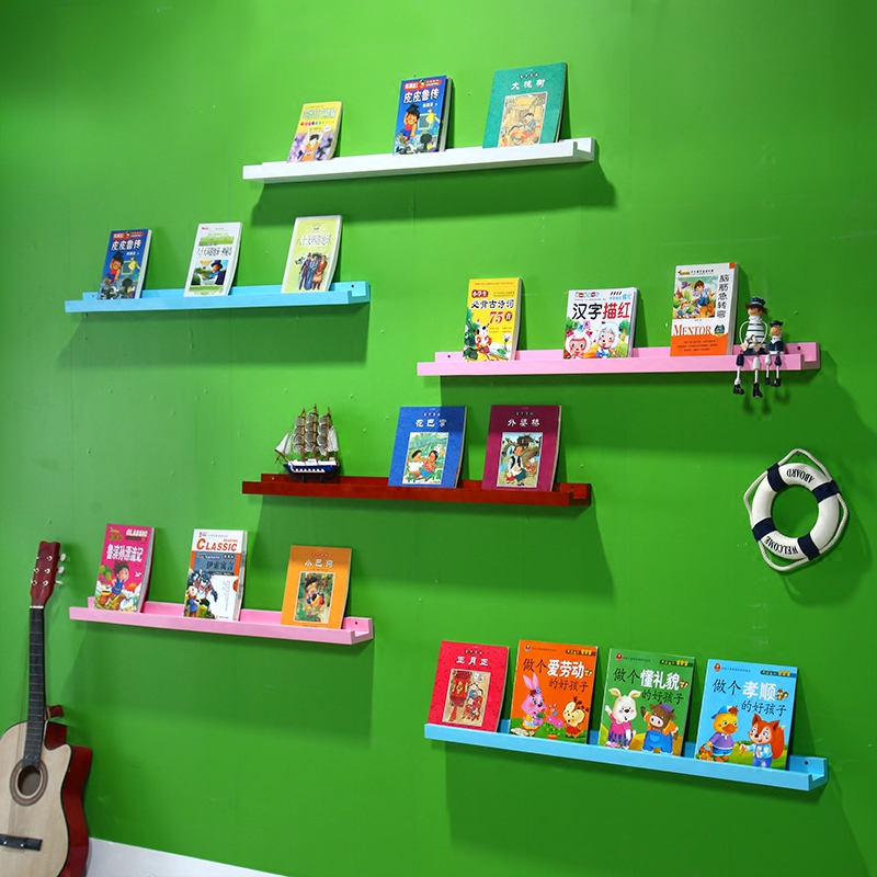 实木儿童书架儿童绘本架儿童壁挂学生幼儿园图书架展示架墙壁架
