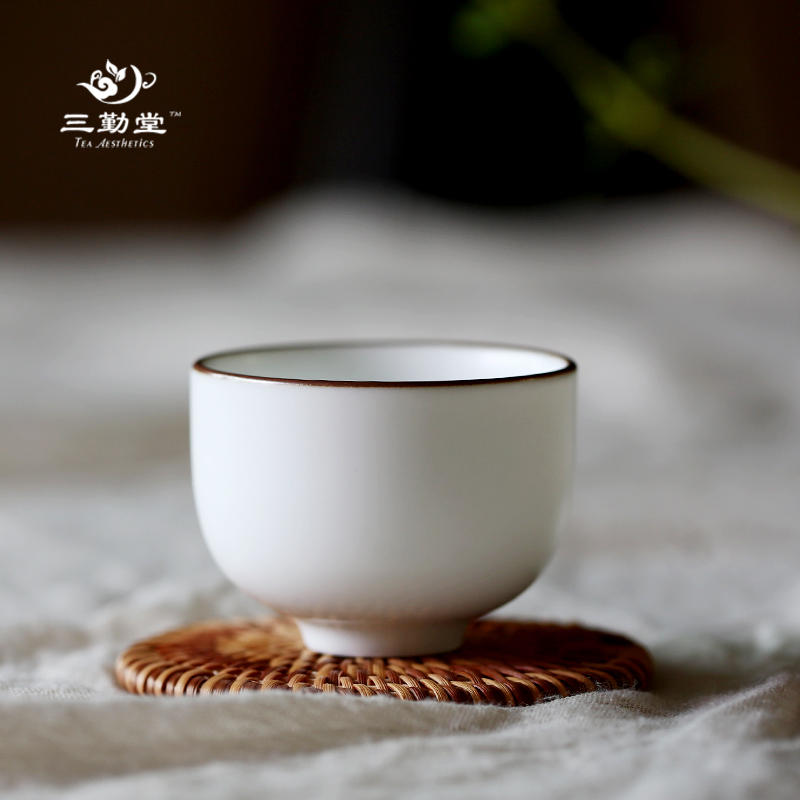 三勤堂功夫茶杯陶瓷景德镇茶具脂白品茗杯小茶杯潮汕迷你单杯