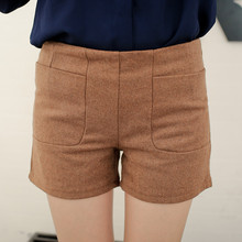 大码<em>女装</em>显瘦毛呢<em>秋冬款短裤</em>2014新款女士休