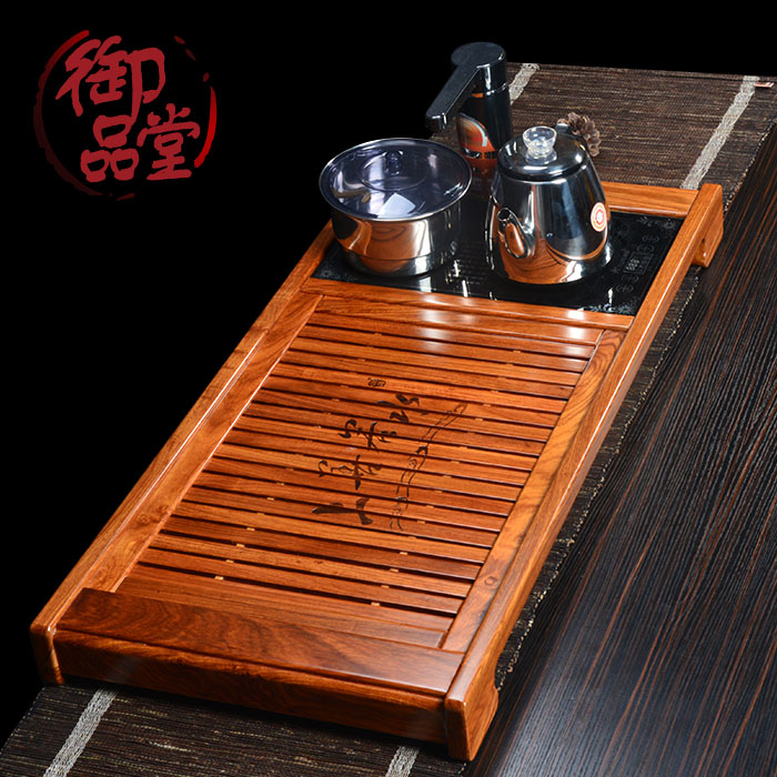 实木茶盘电磁炉四合一整套功夫茶具大号花梨黑檀木储水排水茶台