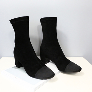 中筒高跟方头短靴