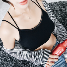 学生短款 后背交叉裹胸吊带背心 夏季防走光抹胸美背打底内衣女