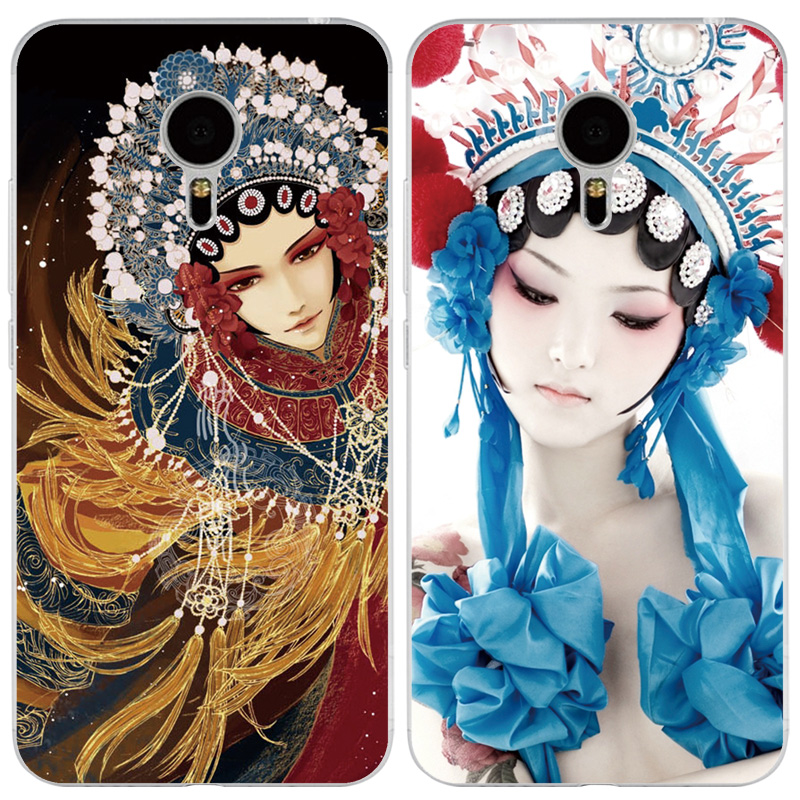 美图秀秀m6/s手机壳t8/m4软胶套中国风京剧脸谱释灵花旦挂绳diy