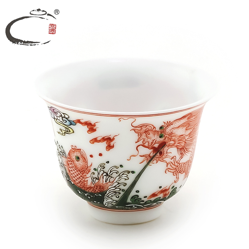 京德窑 贵和祥手绘茶具 茶杯品茗杯 茶碗青花陶瓷景德镇粉彩茶杯