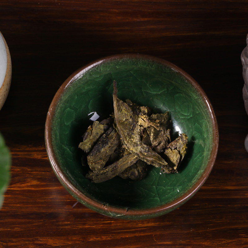 黑茶湖南安化 正品安化黑茶金花茯砖茶叶特级陈年原叶手筑茯茶80g