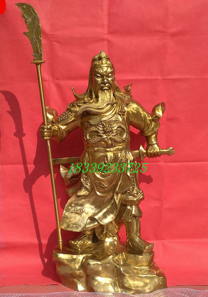 纯铜特大号立刀关公铜像占山关帝佛像武财神关二爷神像摆件一1米