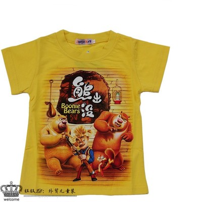 男孩熊出没t恤 短袖 童装 男女童 夜光光头强 黑