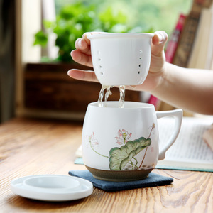 景德镇手绘过滤茶杯