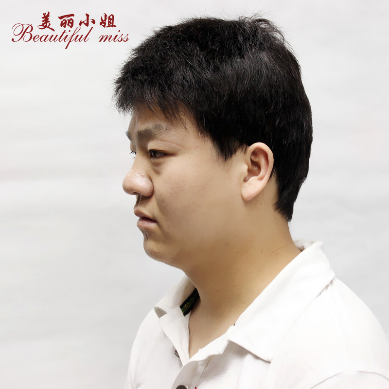 男士假发 真人发短发男款中老年爸爸帅气逼真假发套