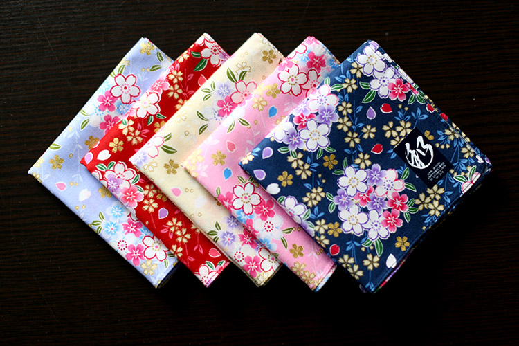 日本制 和风大手帕手绢 纯棉加厚 女士用 花团锦簇 53*53cm