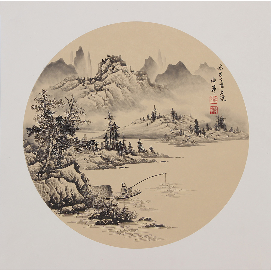 四尺斗方字画国画名家手绘山水画客厅餐厅酒楼字画书画风景水墨画