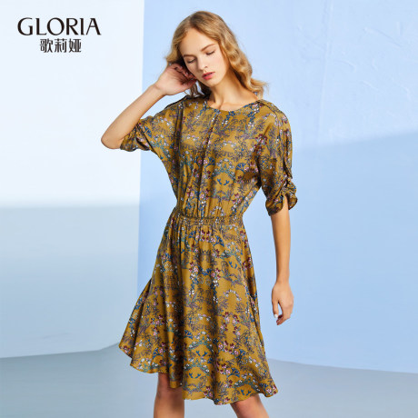 GLORIA/歌莉娅2017秋季新品真丝气质连衣裙178J4D01A商品大图
