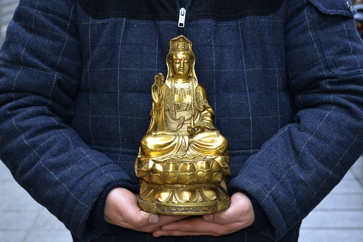纯铜开光南海观音菩萨佛像家居摆件幸福观世音平安佛观自在菩萨