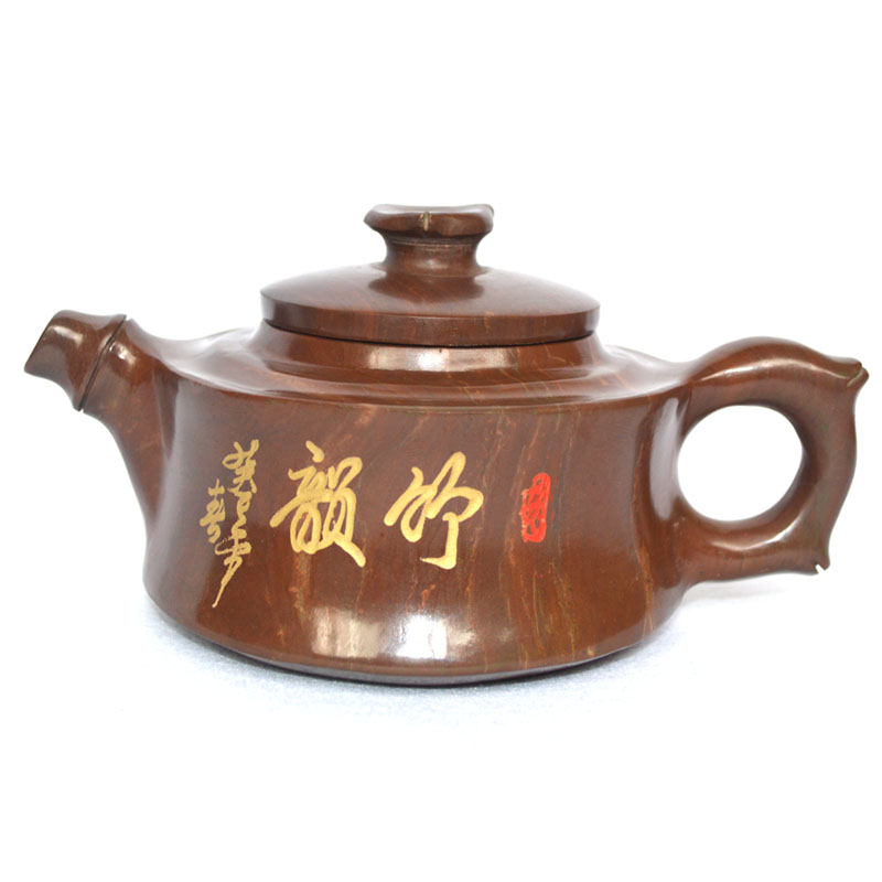 【清幽】纯天然木鱼石手工艺茶壶功夫茶具矿物质茶具山东特产