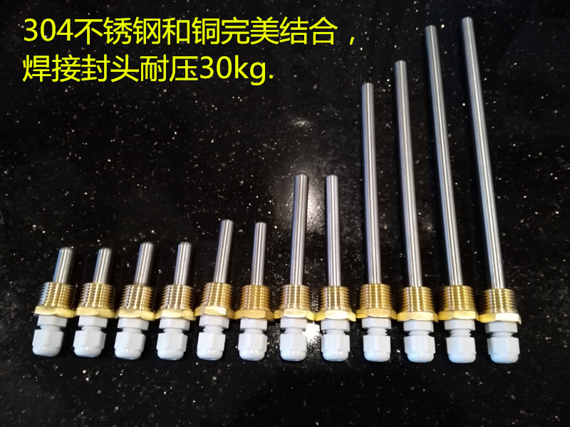 不锈钢铜温度传感器外壳保护套空调太阳能探头防水盲管4分螺纹