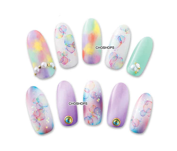 梦幻韩国水彩日本光疗水印指甲油贴花超薄气泡