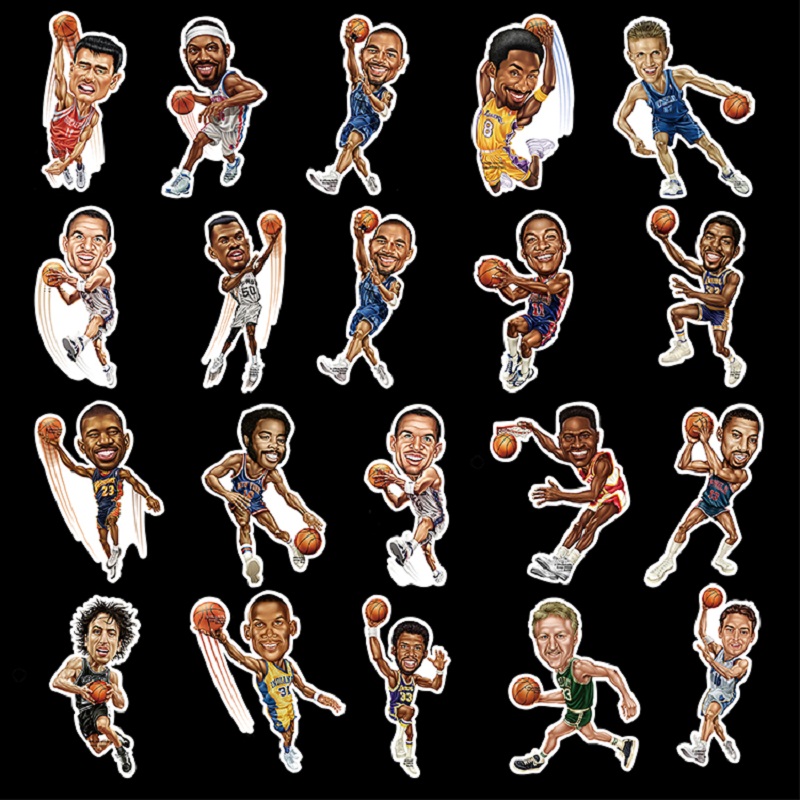 nba漫画卡通涂鸦篮球明星球星拉杆箱旅行箱吉他笔记本电脑贴纸