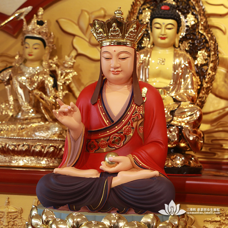 三漫陀 树脂地藏菩萨 精工彩绘佛像 娑婆三圣 地藏王菩萨坐像