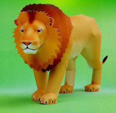 diy手工益智剪纸折纸儿童玩具 仿真动物 狮子 3d立体拼装纸模型