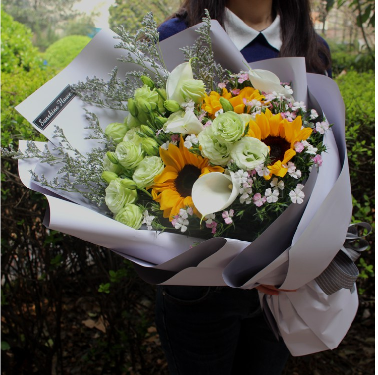 创意生日北京同城鲜花速递 向日葵红玫瑰花康乃馨绣球混搭花束