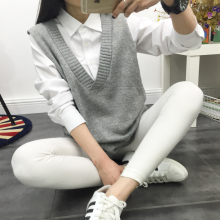 中长款 毛衣裙马甲女坎肩外套宽松套头背心针织衫 胖mm大码 春秋新款