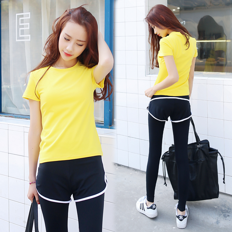 瑜伽服套装春夏健身房瑜珈健身服 女 跑步服假两件显瘦夏季