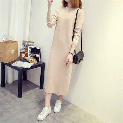 2016秋冬长款针织打底连衣裙女冬款长袖宽松