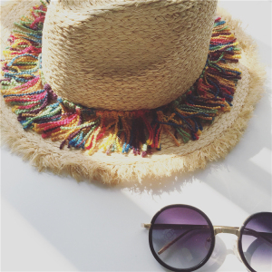 韩国夏季彩色流苏拉菲草帽