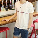 2017夏季修身男士短袖t恤休闲白色打底衫男装圆领体恤潮男半袖t桖