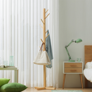 简易实木质落地衣帽架