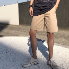 1CHEN /男士日系纯色做旧水洗 宽松直筒工装休闲中裤五分裤男女款