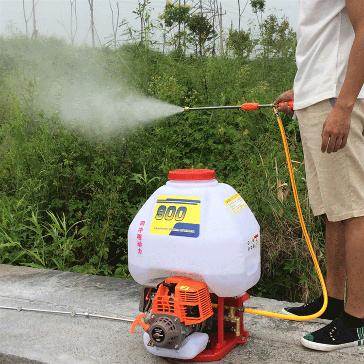 银盾汽油喷雾机四冲程背负式农用高压机动杀虫消毒机铜泵900型30l