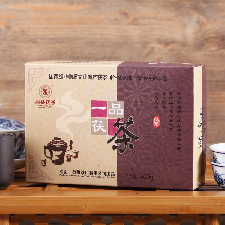 湖南益阳安化黑茶益阳茶厂湘益一品茯茶砖金花茯砖茶400g 2014年